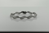 14K White Gold and 5.5 Carats Baguettes and Round Diamond Link Tennis Bracelet