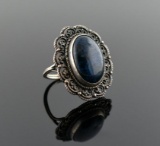 Vintage Silver and Lapis Cabochon Ring