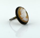 Antique Silver and Cameo Head Ring