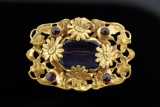 Pretty Antique Costume Brooch Pin with Cloth Storage Case