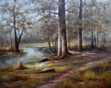 (XX-XXI) Stream Through Woods, Oil on Canvas, Unsigned