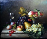 Remington (XX-XXI) Fruit Still Life, Oil on Canvas, Signed Lower Right