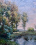 C. Meelnar (XX-XXI) Trees by Water, Oil on Canvas, Signed Lower Left