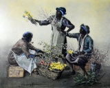 Eliz. O'Neill Verner (Amer., 1883-1979) Charleston Gullah Flower Ladies, Artist Pencil Signed Print