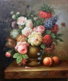 L. Livingston (XX-XXI) Floral Still Life, Oil on Canvas, Signed Lower Left