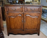 Lovely Contemporary Distressed Finish Fruitwood Credenza