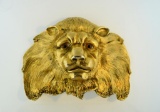 Sculptor Christopher Ross 24K Gold Plated Lion Head Buckle, 1984 & Black Snake Skin Belt