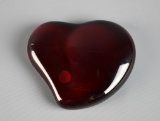 Tiffany & Co. Red Glass Heart Paperweight Signed Elsa Peretti with Original Box