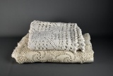 Two Cream Colored Crocheted Spreads / Throws