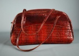 Lelya Genuine Snake Skin Burgundy Handbag