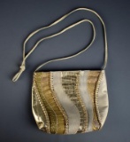 Vintage Sharif Beige & Gold Crossbody Bag, USA