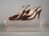 Bruno Magli Brown Leather Open Toe Sling Back Heels, Italy, Sz  9.5