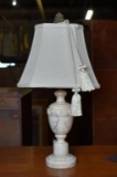 Alabaster Neoclassical Lamp w/ Nice Contemporary Neutral Shade