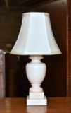 Alabaster Neoclassical Lamp w/ Nice Contemporary Neutral Shade