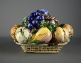 Vintage Hand Painted Ceramic Fruit Basket
