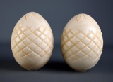 Pair of Carved Alabaster Pineapple Bookends