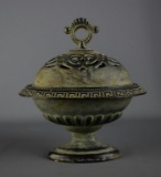 Bronze Patina Metal Covered Pedestal Bowl