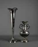 Lot of Two Antique Silver Plate Vases