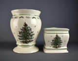 Spode “Christmas Tree” Ceramic Vase and Tissue Box Cover