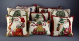 Set of Eight Nice Woven Christmas Themed Accent Pillows