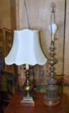 Lot of Two Table Lamps, One with Nice Contemporary Neutral Shade