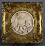 Neoclassical Alabaster Plaque in Gilt Frame