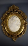 Neoclassical Alabaster Plaque in Gilt Frame