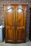 Fabulous Contemporary English Yew Wood Linen Press or  Armoire
