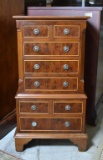 Vintage English Yew Wood and Satinwood Jewelry Armoire