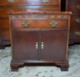 Chippendale Banded & Carved Mahogany  Nightstand by Baker Furniture
