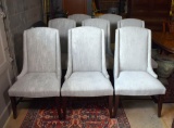 Set of Eight Stylish Contemporary Bernhardt Slope Arm Dining Chairs w/ Custom Neutral Upholstery