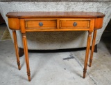 Custom English Yew Wood Console or End Hall Table by Sara Chastain Interiors