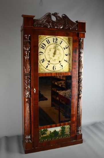 Antique Ca. 1830 Jeromes & Darrow 8-Day Wooden Works Weight Driven Clock, Bristol CT.