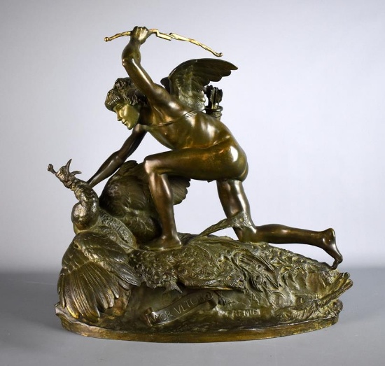 Emmanuel Fremiet (French, 1824-1910) “Amor Ultor” (Avenging Cupid), Bronze Sculpture, Signed