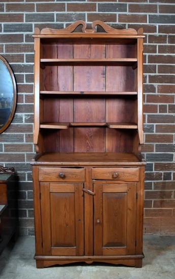 Quaint Primitive Antique Southern Heart Pine Kitchen Hutch Cabinet from Darlington, SC