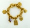 Beautiful Gloria Vanderbilt 8.25” Jeweled Gold Costume Charm Bracelet