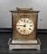 Small Antique Shelf or Carriage Clock Clock, Stamped Gilt Metal Front Plate