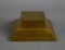 Egyptian Revival Pyramid Shaped Brass Ink Well w/ Porcelain Insert