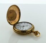Antique Seth Thomas Hunter Case Pocket Watch, Gold Filled Case