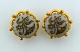 Pair of Vintage Kramer of New York Enameled & Jeweled Clip Earrings