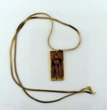 French-Canadian Cloisonne Pendant 24” Necklace