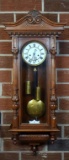 Antique Weight Driven Wall Clock, Beautiful Walnut Case