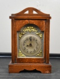 Antique German Badische Shelf Clock, Oak & Walnut Case