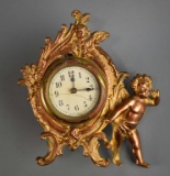 Antique Belle Epoque “Colonial Midget” German Gilt Metal Case Desk Clock