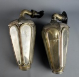 Pair of Antique Nickel-Plated Brass Carriage Lamps