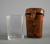 Small Antique Drinking Glass Vessel w/ Leather Case