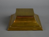 Egyptian Revival Pyramid Shaped Brass Ink Well w/ Porcelain Insert