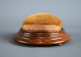 Old Pin Cushion with Footed Walnut Frame