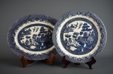 Pair of Churchill “Blue Willow” Platters, Round & Oval