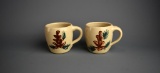 Vtg Pair of Paul Storie Pottery Pine Cone Motif Mugs, TX